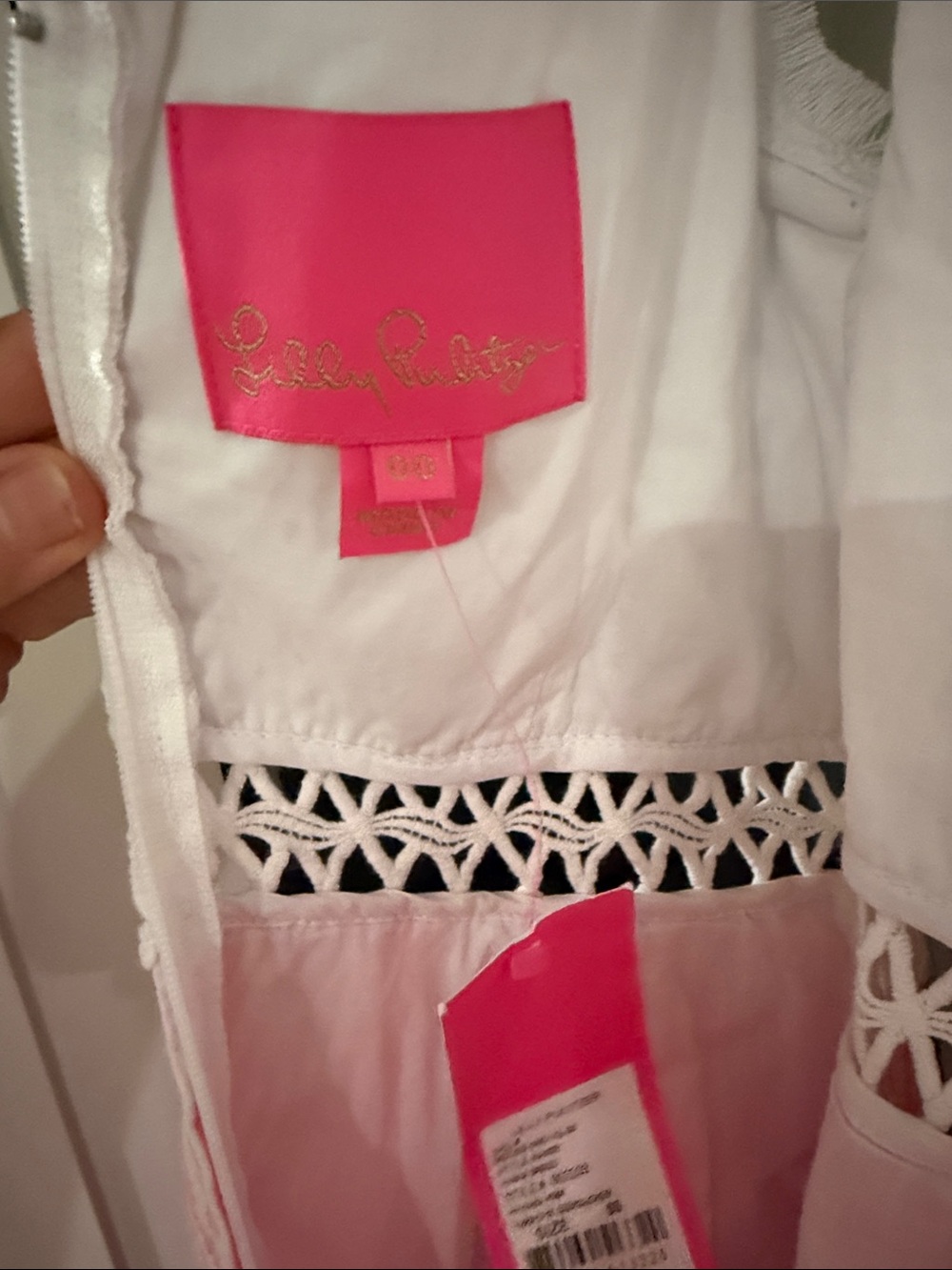 Lilly Pulitzer Alvia Dress Havana Pink Seersucker Eyelet Size 00 NWT $228 - Picture 5 of 5